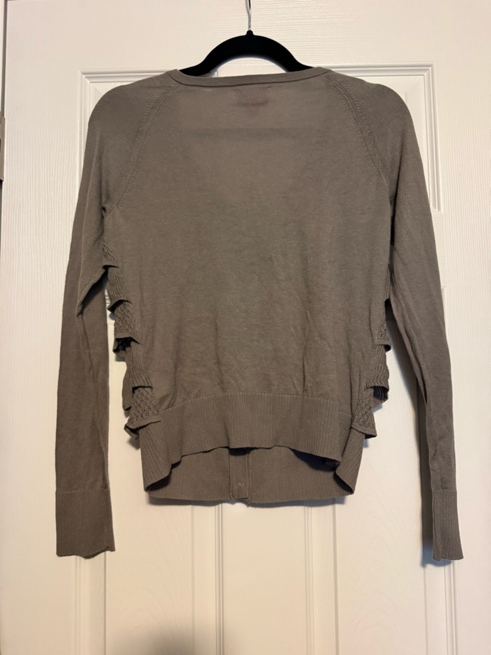 Elle Taupe Ruffle Button-Front Cardigan - Picture 5 of 5
